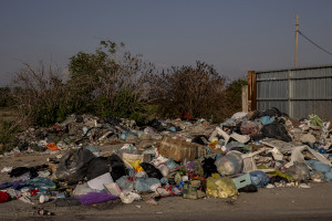 Abandoned waste close to the farmlands of Afragola, Southern Italy on September 17, 2019. The area is part of the so-called “land of ​fires”, a site of toxic and illegal waste dump.