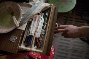Roland, 28 years old retains syringes and fentanyl doses in the drawer of his bedroom in Majaka district, in Tallinn, Estonia on March 19, 2017. Roland has been using fentanyl for about fifteen years and he is sick of HIV.