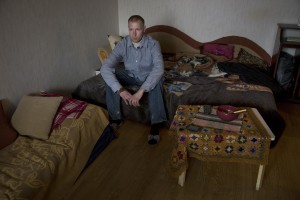 Igor, 33 years old is seen in his house in Lasnamae district where drug addicts usually go to inject fentanyl in Tallinn, Estonia on March 20, 2017. Igor has been using fentanyl for about fifteen years. Before becoming a fentanyl dependent Igor was a military of the Estonian army.