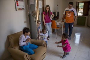 Children play inside the house of Rajuir Sing, an Afghan man and beneficiary of the protection systems for asylum seekers and refugees in Petruro Irpino, southern Italy, on June 14, 2017. Petruro Irpino is an Italian small village with 367 inhabitants in the province of Avellino in Campania, which is claiming to be an efficient model of integration and where people of different religions and coming from different parts in the world peaceful live together.