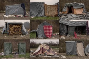 A combo of pictures shows tents inside a refugee camp in Velika Kladusa, Bosnia and Herzegovin on November 30, 2018.