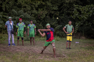 A moment of a match of “elle” in Naples, Italy on September 29, 2019. Every Sunday hundreds of people belonging to the Sri Lankan community in Italy gather in the “Real Bosco di Capodimonte” of Naples and play “elle”, a very popular Sri Lankan bat-and-ball game, often played in rural villages and urban areas.