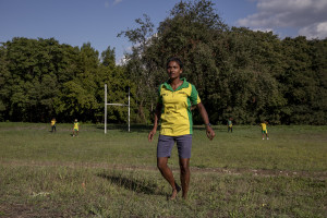 A moment of a match of “elle” in Naples, Italy on September 29, 2019. Every Sunday hundreds of people belonging to the Sri Lankan community in Italy gather in the “Real Bosco di Capodimonte” of Naples and play “elle”, a very popular Sri Lankan bat-and-ball game, often played in rural villages and urban areas.