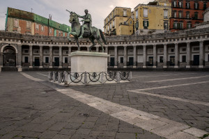 A deserted Plebiscito square after the Italian government locks down whole country as new coronavirus cases surge, in Naples, Italy on March 10, 2020.