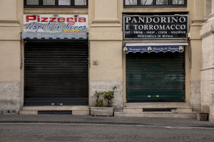 A closed pizzeria of the city center is seen after a decree orders for the whole of Italy to be on lockdown in an unprecedented clampdown aimed to defeat the coronavirus,in Naples, Italy, on March 10, 2020.