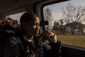 A portrait of Marian, 19 years old from Sierra Leone in Asti, Northern Italy on January 9, 2020. Marian left her country as she had a series of problems with her family. Before arriving in Italy in 2017 with a boat, she passed through Libya where she was in a prison for months, as well as suffering continuous physical and sexual violence. Now she is hosted by the Piam non-profit organization and she is happy with her new life and expects to be able to find a job.