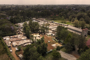 A general view of the Kuwinda slum in Nairobi, Kenya on October 11, 2024. Thanks to Dance Centre Kenya sponsorship program in collaboration with the American charity Artists for Africa, children from slums are able to attend school and dance lessons free of charge.