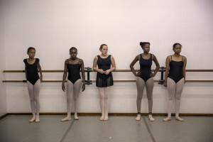 Girls train at Dance Centre Kenya in Nairobi, Kenya on October 12, 2024. The main purposes of Dance Centre Kenya is to provide international training for talented young dancers, regardless of their background or nationality. It also represents a bridge between Africa and foreign countries, giving dozens of less fortunate children the chance to dream of a better future.