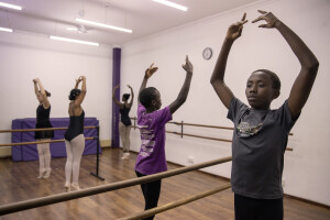 Children train at Dance Centre Kenya in Nairobi, Kenya on October 9, 2024. The main purposes of Dance Centre Kenya is to provide international training for talented young dancers, regardless of their background or nationality. It also represents a bridge between Africa and foreign countries, giving dozens of less fortunate children the chance to dream of a better future.