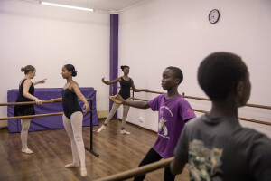 Children train at Dance Centre Kenya in Nairobi, Kenya on October 9, 2024. The main purposes of Dance Centre Kenya is to provide international training for talented young dancers, regardless of their background or nationality. It also represents a bridge between Africa and foreign countries, giving dozens of less fortunate children the chance to dream of a better future.